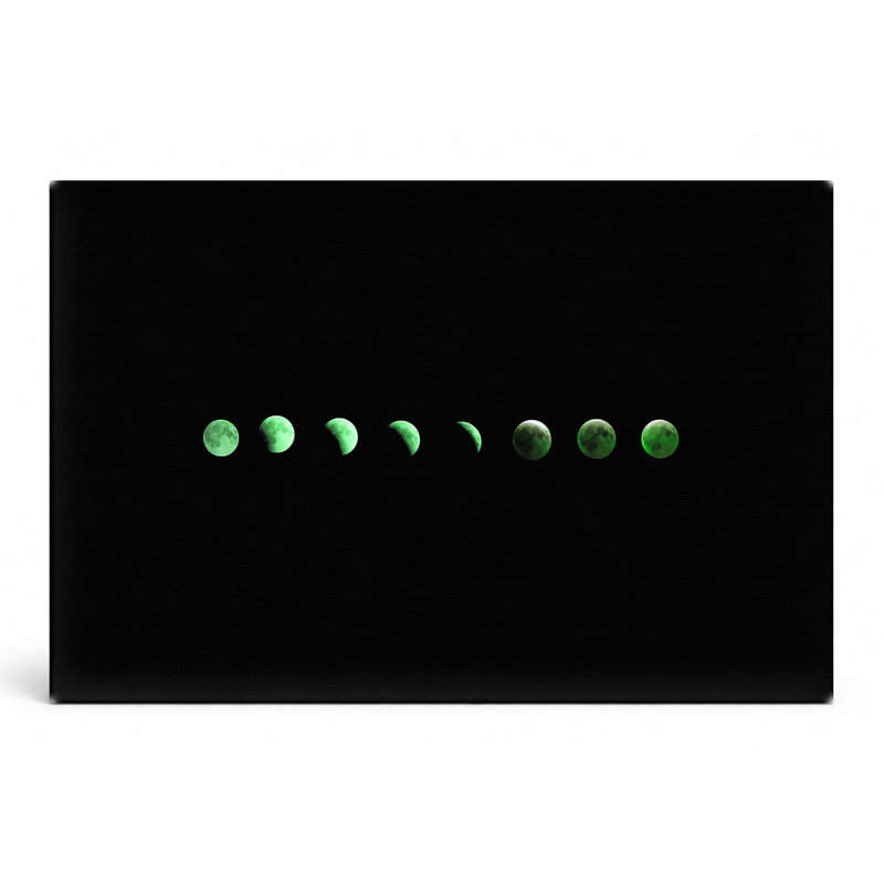 Green Moon Phases - Art mural sur toile paysage, 20" W x 16" H
