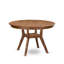 Cet ensemble de salle à manger moderne 7 pièces comprend une table de cuisine à piédestal et 6 chaises en tissu de lin brun clair capitonné - noyer antique-1935099454-1923783437
