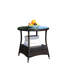 Table basse ronde pour patio avec verre trempé transparent - métal et métal, 21 x 21 x 21 po, brun, résistant aux intempéries, avec assemblage inclus, fer et eau
