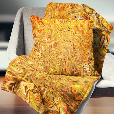 Coussin texturé texturé à motif abstrait jaune