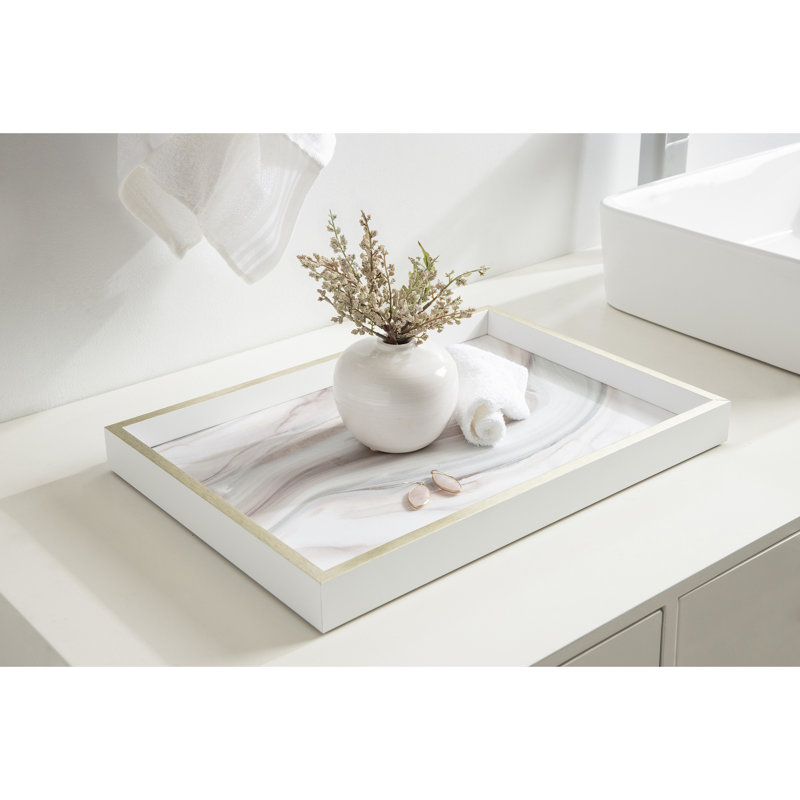 Plateau décoratif en bois avec repose-pieds 13 po x 19 po Marble Water