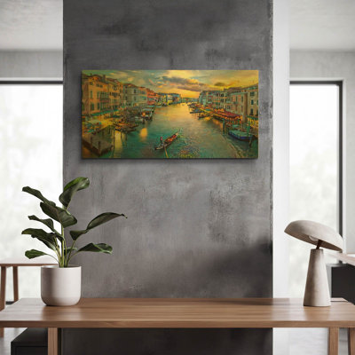 « Venise, Italie, Grand Canal », par Pedro Gavidia, tableau mural en métal doré, 61 x 30,5 cm