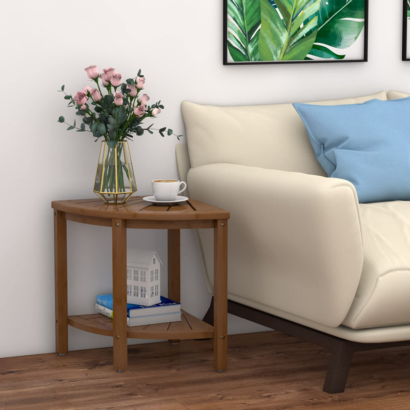 15.8'' W Wood Shower Bench, Walnut