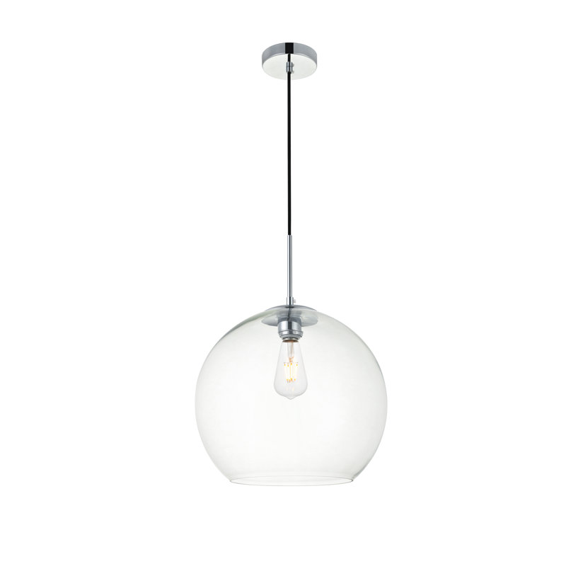 Snead 1 - Light Single Globe Pendant, Chrome, Clear, 73" H x 13.8" W x 13.8" D