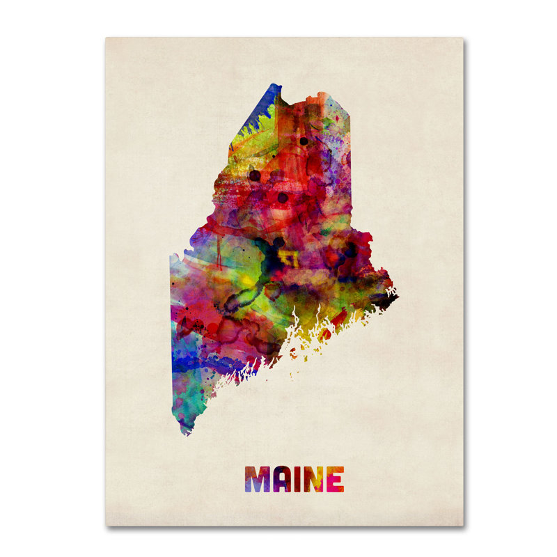 « maine map » par michael tompsett, impression sur toile, H 19 po x l 14 po x P 2 po