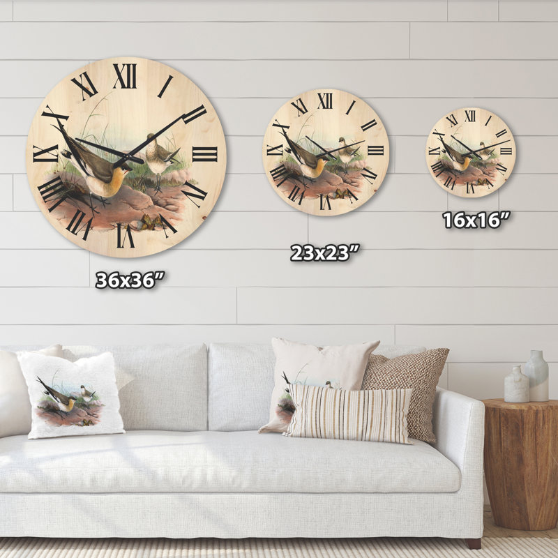 Horloge murale en bois Bird Illustration II, Moyenne