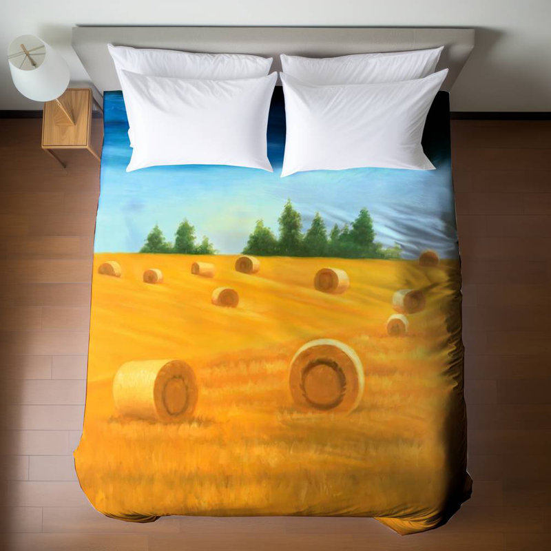 Rustic Trees Duvet Cover - Countryside Landscape Home Decor, Queen Duvet Cover