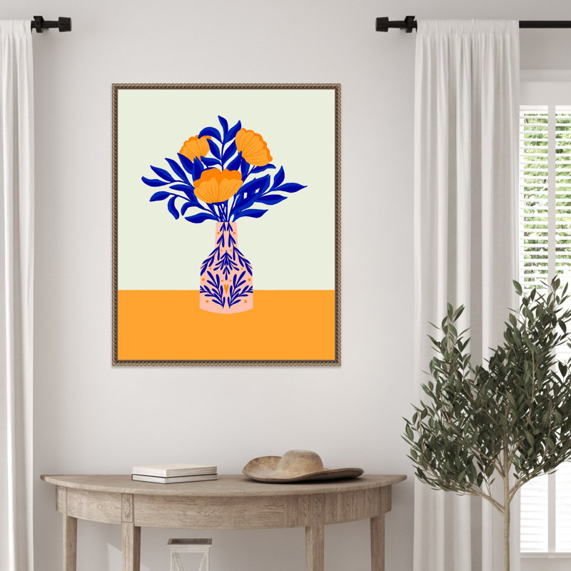 «Orange Poppies In a Vase» par Angela Minca, reproduction d'art sur toile encadrée