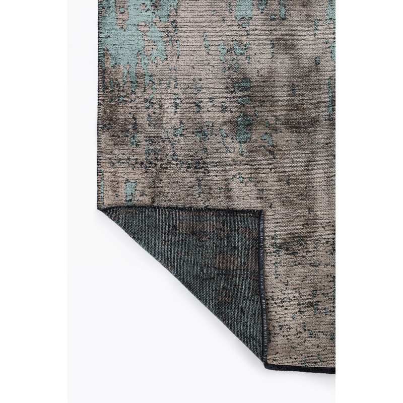 Tapis gris / turquoise Rapture, Rectangle 7 pi 10 po x 9 pi 10 po