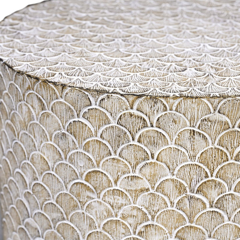 Cicenia End Table, Beige Top/Beige Base, 19.1" H x 14.2" W x 14.2" D