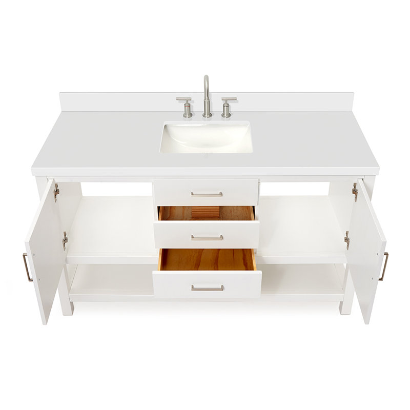 Bayhill 61'' W Single Vanity, White, Rectangular
