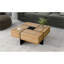 Table basse 31,5 pouces carrée avec plateau extensible et rangement caché, finition brune