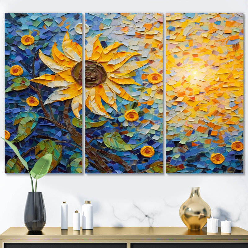 «Blossoming Sunflower In Full Summer», ensemble de reproductions d'art mural fleurs, H 40 po x l 60 po x P 1 po