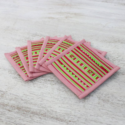 Lahu Polyester Square 6 Piece Coaster Set