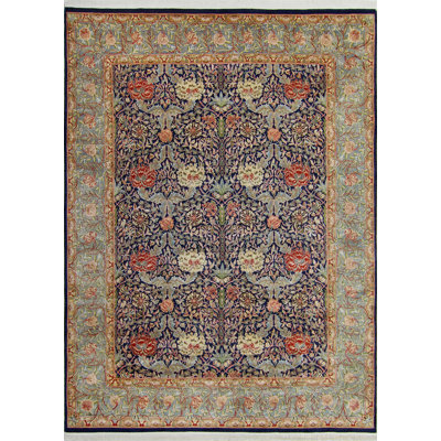 Tapis de surface en laine noir 9 pi 1 po x 12 pi 7 po main one-of-kind-noué la 2010 Massimo