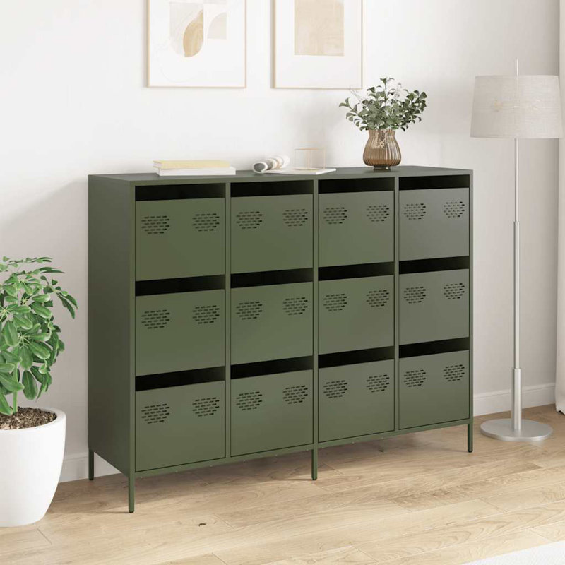 Sideboard 135X39x103.5 Cm Cold-Rolled Steel, Olive Green