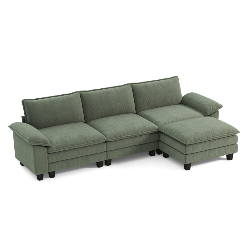 Upholstered Modular Sectional, Lena Green Corduroy
