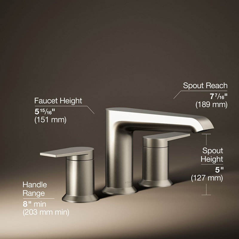 Hint Two-Handle Deck-Mount Bath Faucet Trim, Brushed Nickel