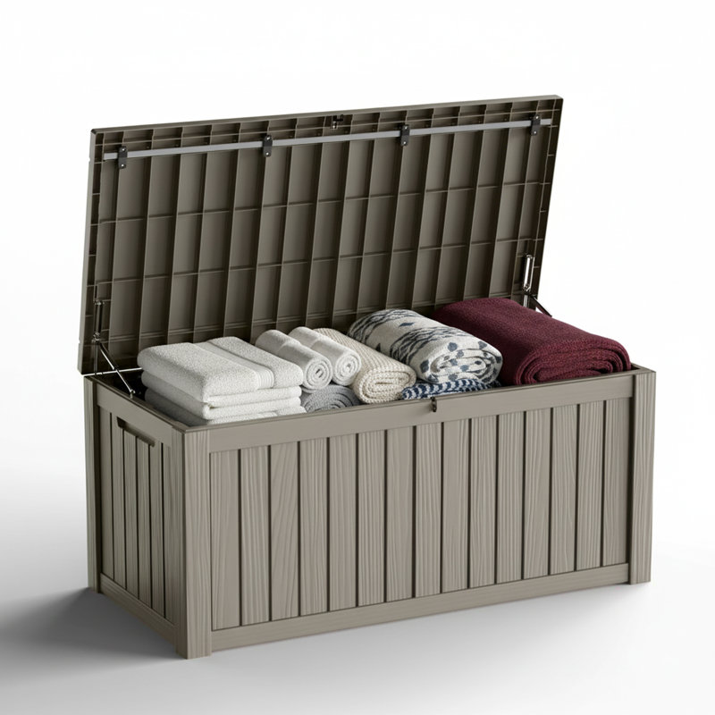 Mars Villa 120 Gallons Water Resistant Durable Resin Deck Box Lockable Outdoor Storage Container For Patio Cushions, Garden Tools, And Yard Accessories, Waterproof And Uv Protected