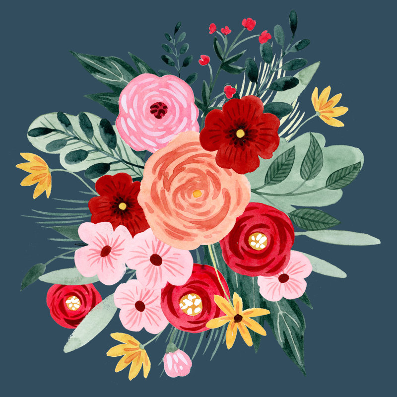 Sweet Hearts Bouquet II by Grace Popp - Wrapped Canvas Painting, 91cm H x 91cm W