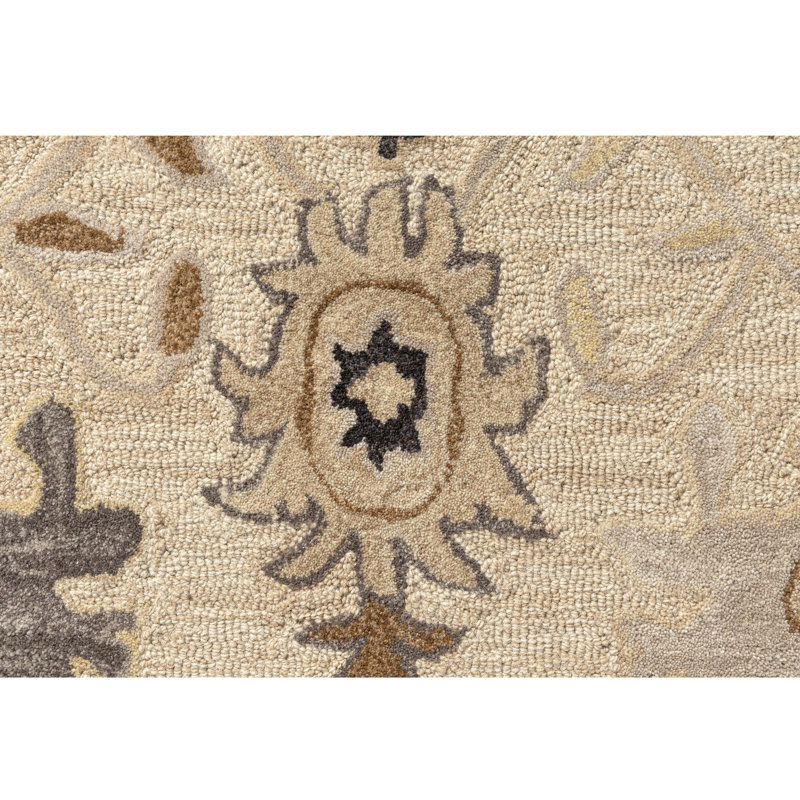 Tapis d'intérieur en laine Tiki, 5 pi 9 po x 8 pi 9 po, Crème / Gris anthracite
