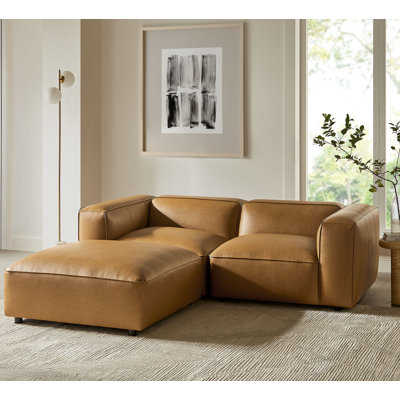 Auren 3-Piece Upholstered Vegan Leather Modular Loveseat With Ottoman