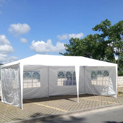 Tente d'auvent 10 x 20 pi pour rassemblements avec 6 parois latérales amovibles et fonctions de résistance aux intempéries