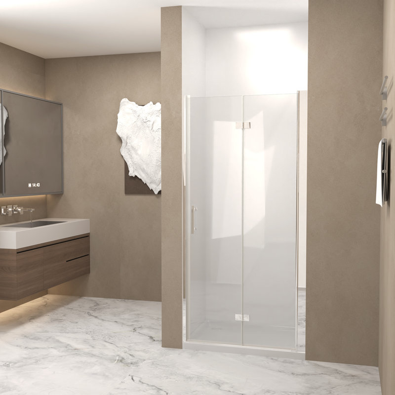 Porte de douche pliante, verre trempé, cadre en aluminium chromé, film antidéflagrant