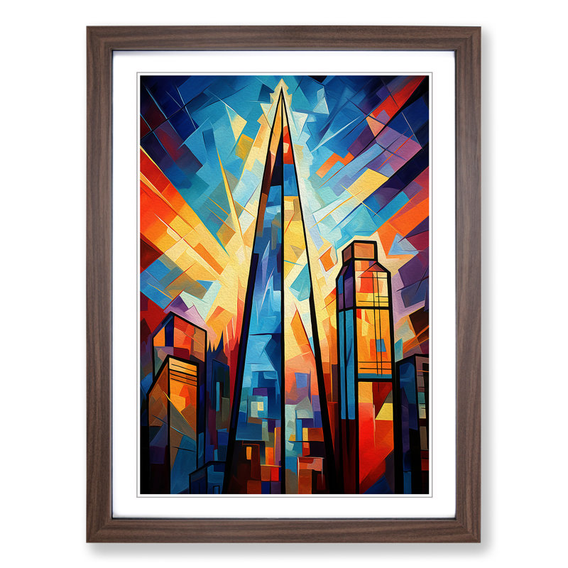 The Shard Cubism No.2 - Framed Print, Walnut , 46cm H x 34cm W x 2cm D