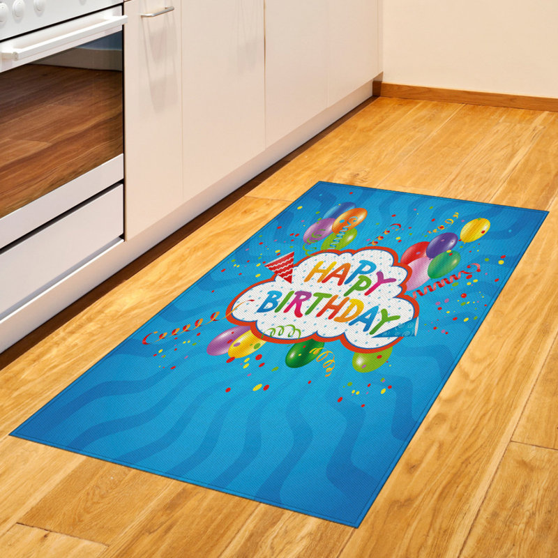 Tapis décoratif bleu à haute densité de fibres longues en polyester, Rectangle— 4 pi x 5 pi 8 po