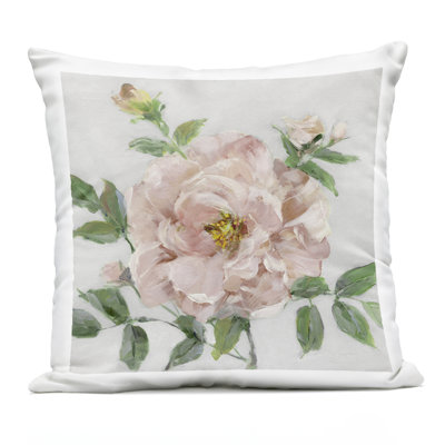 Pink Carnation Blossom Design by Sally Swatland Outdoor Printed Pillow