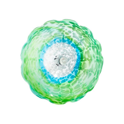 Décoration murale en verre soufflé à la main avec centre de table fleuri floral, diamètre de 14 pouces vert
