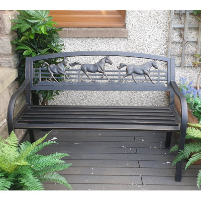Galloping Horse Metal Garden Bench