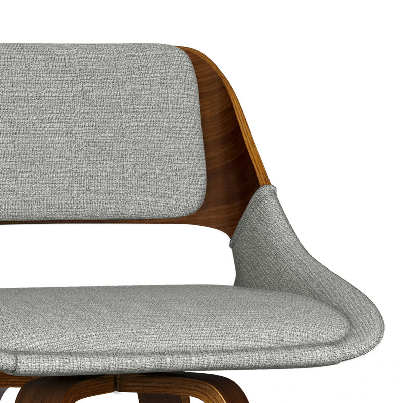 Carly Gray Upholstered Swivel Counter Stool with Walnut Back