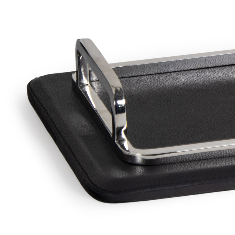 Greyson Leather Rectangle Tray Small (Natural Brass), Black/Silver