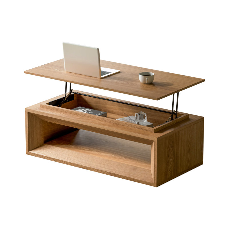 Lift-Top Coffee Table With Storage And Adjustable Height, Natural