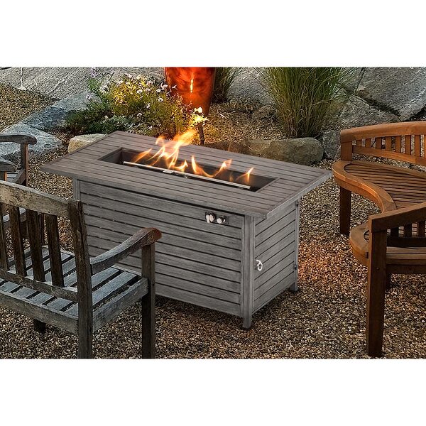 Loon Peak® Outdoor Fire Pit Table With Fire Glass,Lid,Cover & Reviews ...