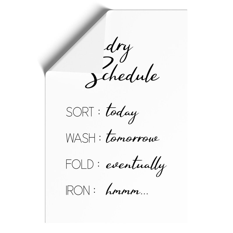 Laundry Schedule - Frameless Print, 42cm H x 30cm W x 0.1cm D