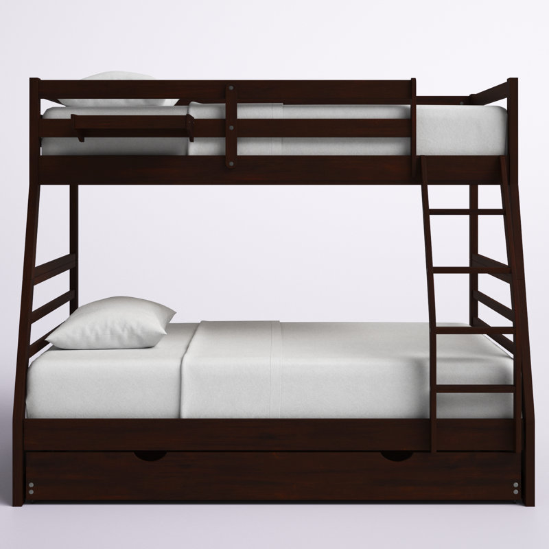 Kinsella Solid Wood Twin Over Full Bunk Bed, Hanging Nightstand, and Trundle, Espresso