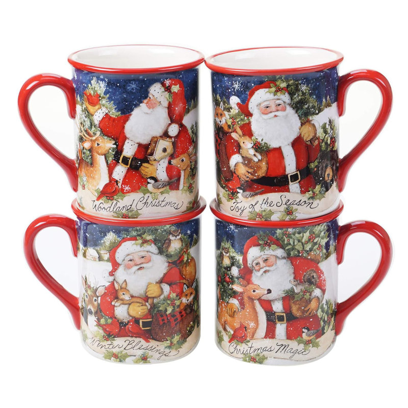 Ensemble de 4 tasses certifiées International Magic of Christmas Santa