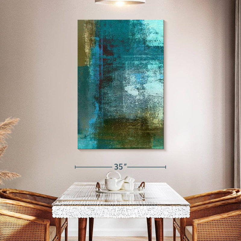 Avery Blue And Brown Abstract, 51" H x 34" W