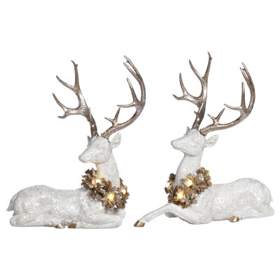 Christmas 2 Piece Reindeer with Wreath Set