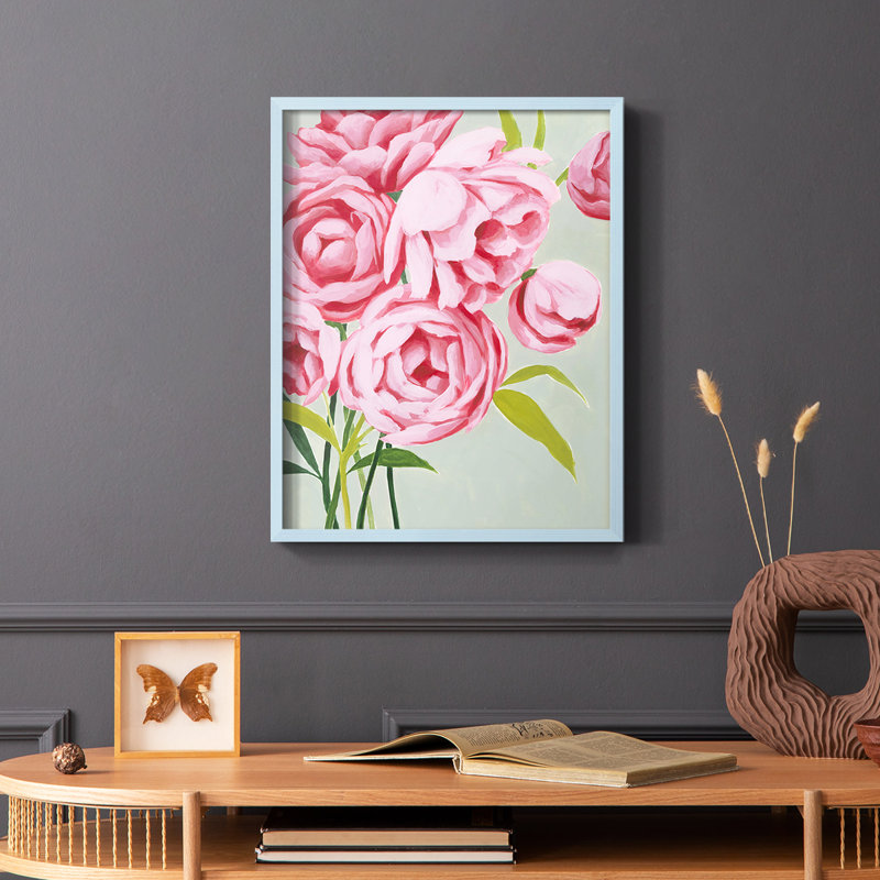 This Year's Peony II, reproduction encadrée - bois massif, H 10 po x l 8 po, Bleu