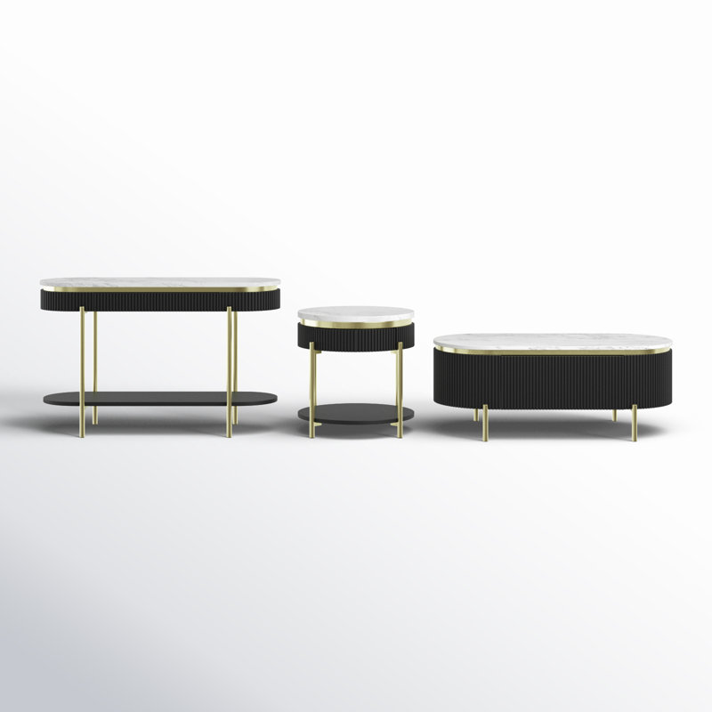 Ensemble de 3 tables basses avec rangement Bembry, Bleu sarcelle clair, 3 pièces: table basse, table de bout, table de ca