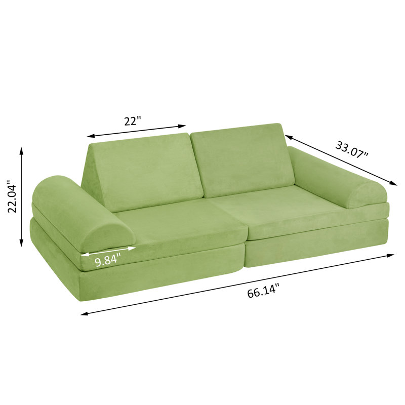 Cressey Kids 9.06'' Sofa / Sectional and Ottoman, Green