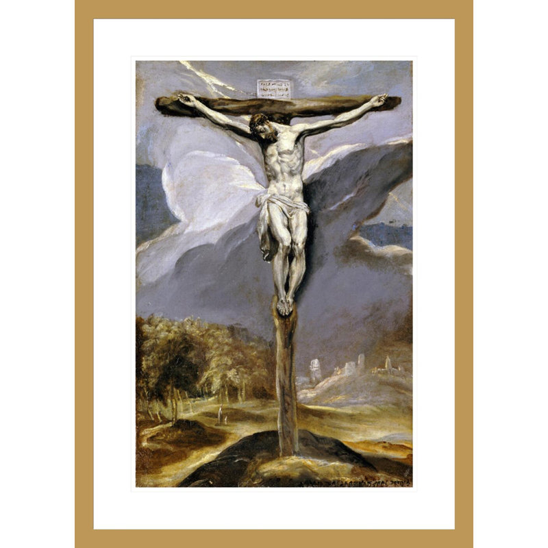 «Christ on the Cross» par El Greco - Estampe numérique encadrée, H 29,5 po x l 21,47 po