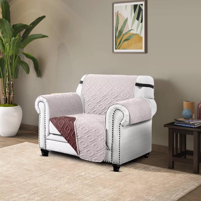 Reversible Waterproof Sofa Cover – Quilted Anti-Slip Couch Protector with Adjustable Strap, 179cm H × 165cm W  (1 Seater)