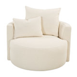 Leander Linen Swivel Barrel Chair