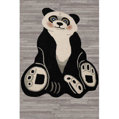 3'x5' Tufted Wool Rug Adorned with Charming Panda Design