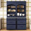 Ensemble de 2 grands garde-manger autoportants avec plateau en faux marbre, tiroirs et tablette réglable-572654382